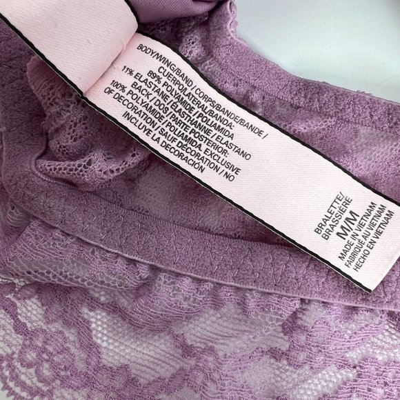 Victoria's Secret Bralette Purple Lace Floral Racerback Wireless - Picture 6 of 11